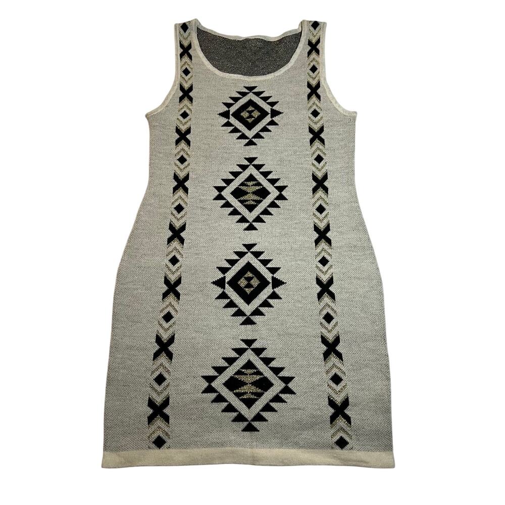 Women's Sleeveless Scoop Neck Aztec Southwestern Knit Dress Size Small Festival